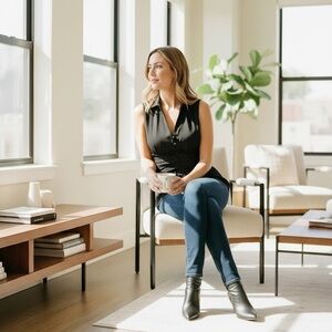 GUESS Jeans Black Sheer Chiffon Ruched Waist Blouse Size S